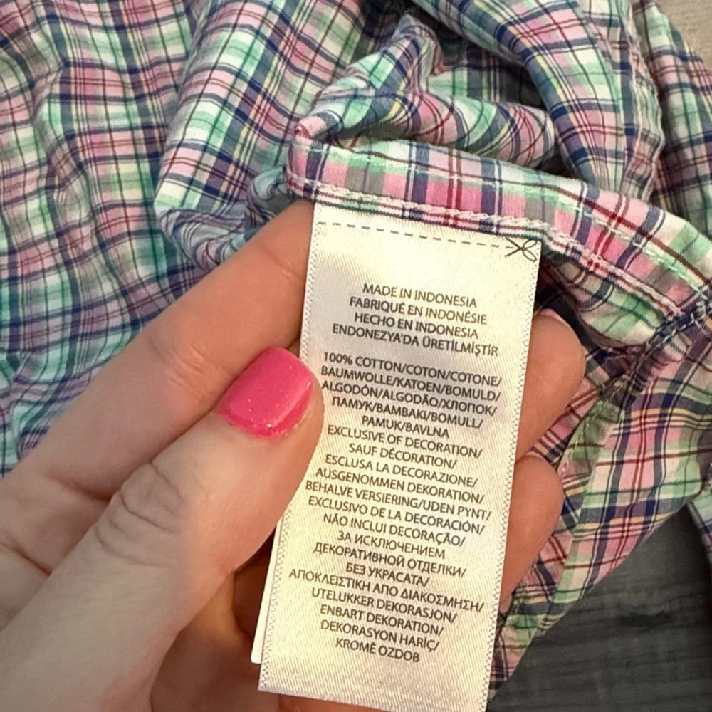 Like New Boys Ralph Lauren Plaid Oxford Button Up shirt